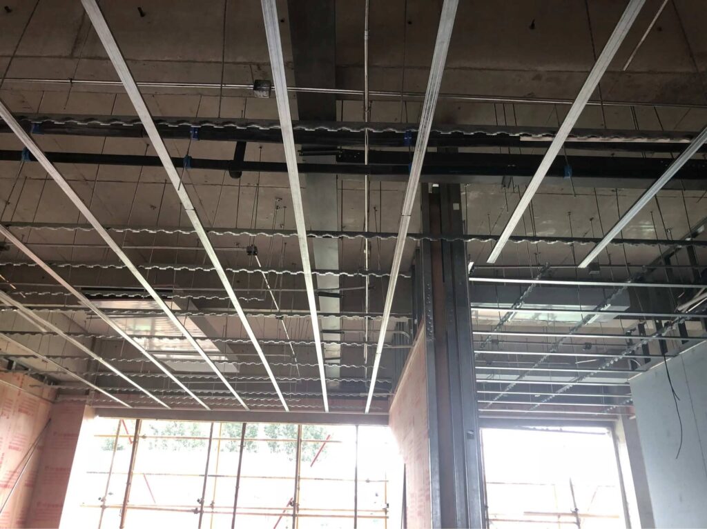 Ceiling steel profiles framing