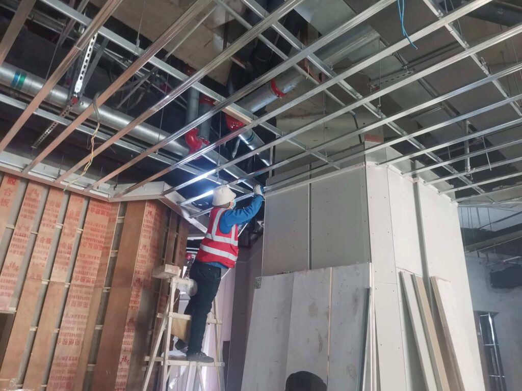 Ceiling steel profiles installation